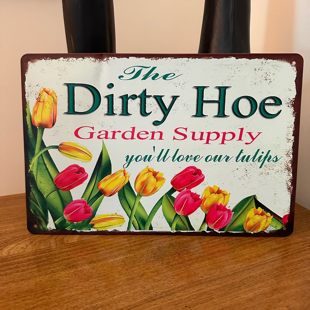 Garden Supply Metal Sign with Tulips